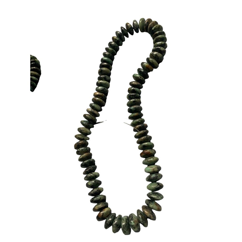 African Turquoise Jasper Rondelle Beads Strand 16" Natural Stone Jewelry Supply - Picture 3 of 5